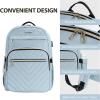 imageVANKEAN 173 Inch Laptop Backpack for Women Men Work Laptop Bag Fashion with USB Port Waterproof Backpacks Nurse Stylish Travel Bags Casual Daypacks for College Business BlackQuilted Light Blue
