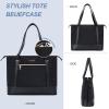 imageVANKEAN Laptop Bag for Women 156 Inch Work Bag Waterproof Computer Shoulder Bag with USB Port Large Tote Bag for Work Business Travel Quilted BlackBlack