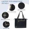 imageVANKEAN Laptop Bag for Women 156 Inch Work Bag Waterproof Computer Shoulder Bag with USB Port Large Tote Bag for Work Business Travel Quilted BlackBlack