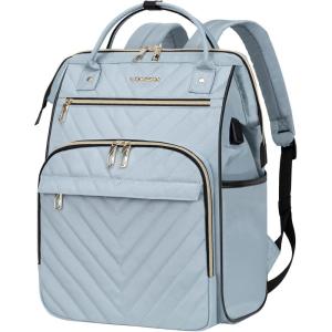 imageVANKEAN 17 Inch Laptop Backpack for Women Men Fashion Computer Work Bag Large Capacity Waterproof Backpack with USB Port ampamp RFID Pockets College Daypack Business Travel BlackQuilted Light Blue