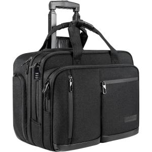 imageVANKEAN 173 Inch Rolling Laptop Bag Waterproof Overnight Rolling Bags Laptop Bags for TravelWorkBusiness Stylish Carry on Briefcase Black