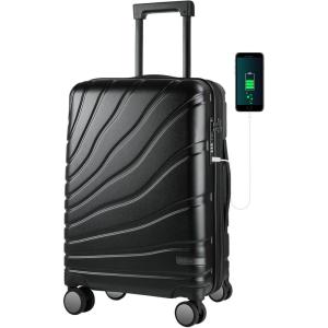 imageVANKEAN Carry On Luggage with Spinner Wheels ampamp TSA Lock Expandable Fashionable Hard Shell Suitcase airline approved20 Inch CarryOnLight PurpleBlack