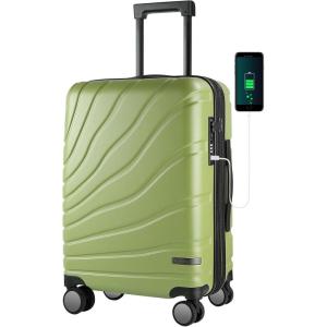 imageVANKEAN Carry On Luggage with Spinner Wheels ampamp TSA Lock Expandable Fashionable Hard Shell Suitcase airline approved20 Inch CarryOnLight PurpleGreen