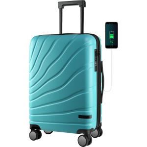 imageVANKEAN Carry On Luggage with Spinner Wheels ampamp TSA Lock Expandable Fashionable Hard Shell Suitcase airline approved20 Inch CarryOnLight PurpleLake Blue