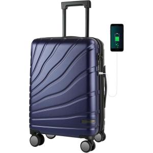 imageVANKEAN Carry On Luggage with Spinner Wheels ampamp TSA Lock Expandable Fashionable Hard Shell Suitcase airline approved20 Inch CarryOnLight PurpleNavy