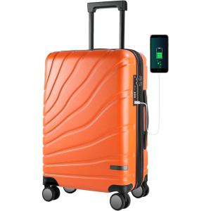 imageVANKEAN Carry On Luggage with Spinner Wheels ampamp TSA Lock Expandable Fashionable Hard Shell Suitcase airline approved20 Inch CarryOnLight PurpleOrange