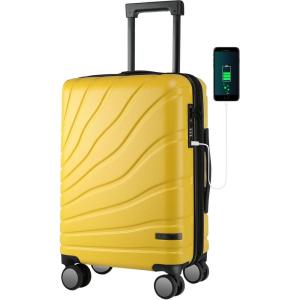 imageVANKEAN Carry On Luggage with Spinner Wheels ampamp TSA Lock Expandable Fashionable Hard Shell Suitcase airline approved20 Inch CarryOnLight PurpleYellow