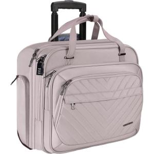 imageVANKEAN Laptop Bag Women with Wheels 156 Inch Rolling Briefcase for Women Water Repellent Overnight Rolling Computer Bag with RFID Pockets for Travel Business Work School Light Dusty PinkQuilted Light Dusty PinkGrey Purple