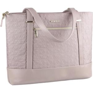 imageVANKEAN Laptop Bag for Women 156 Inch Work Bag Waterproof Computer Shoulder Bag with USB Port Large Tote Bag for Work Business Travel Quilted BlackPink