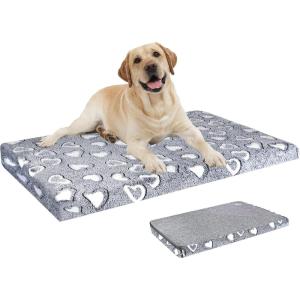 imageVANKEAN Reversible Cool and Warm Dog Bed Mat for Crates  Stylish Pad With Waterproof Inner Linings and Removable Machine Washable Cover Firm Support for Small to XXLarge Dogs GreyXL42 x 28 x 3