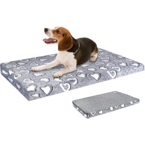 imageVANKEAN Reversible Cool and Warm Dog Bed Mat for Crates  Stylish Pad With Waterproof Inner Linings and Removable Machine Washable Cover Firm Support for Small to XXLarge Dogs GreyL36 x 24 x 3