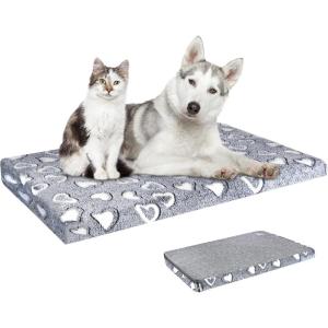 imageVANKEAN Reversible Cool and Warm Dog Bed Mat for Crates  Stylish Pad With Waterproof Inner Linings and Removable Machine Washable Cover Firm Support for Small to XXLarge Dogs GreyXXL48 x 30 x3