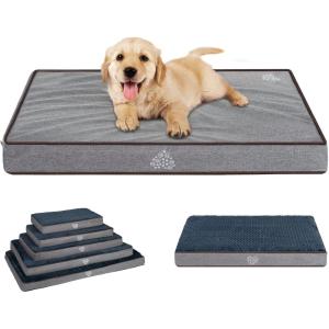 imageVANKEAN Waterproof Dog Crate Pad Bed Mat Reversible WarmampampCool Removable Washable Cover ampamp Waterproof Inner Lining Pet Crate Mattress for Cats and Dogs Joint Relief Dog Bed for Crate NavyGrey