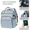 imageVANKEAN 17 Inch Laptop Backpack for Women Men Fashion Computer Work Bag Large Capacity Waterproof Backpack with USB Port amp RFID Pockets College Daypack Business Travel BeigeArmy greenQuilted Light Blue