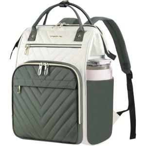 imageVANKEAN 17 Inch Laptop Backpack for Women Men Fashion Computer Work Bag Large Capacity Waterproof Backpack with USB Port amp RFID Pockets College Daypack Business Travel BeigeArmy greenBeigeArmy Green