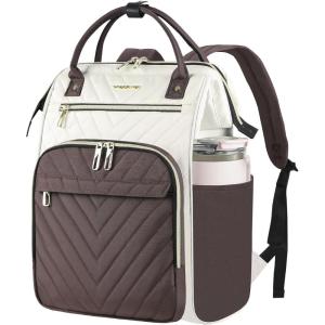 imageVANKEAN 17 Inch Laptop Backpack for Women Men Fashion Computer Work Bag Large Capacity Waterproof Backpack with USB Port amp RFID Pockets College Daypack Business Travel BeigeArmy greenBeigeCoffee