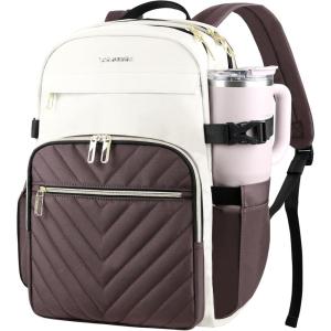 imageVANKEAN Laptop Backpack for Women with Pouch Pocket for Large Capacity Tumbler 156 Inch Laptop Computer Bag Travel Backpack PurseWaterproof Work Business College Teacher Bags BeigeLight GreenBeigecoffee
