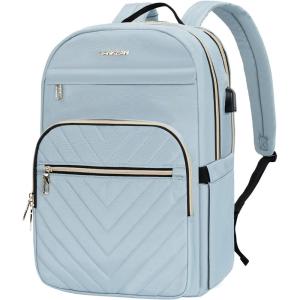 imageVANKEAN Laptop Backpack for Women with Pouch Pocket for Large Capacity Tumbler 156 Inch Laptop Computer Bag Travel Backpack PurseWaterproof Work Business College Teacher Bags BeigeLight GreenQuilted Light Blue